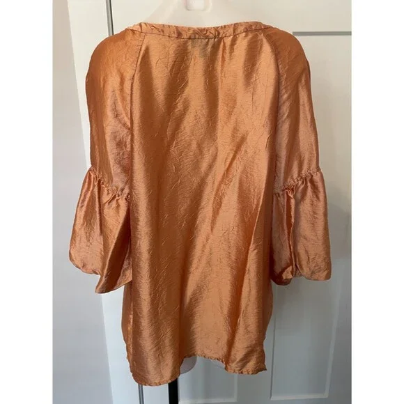 TALBOTS Womens TOP 3/4 Sleeve PEACH Silk Blend Size L - Picture 4 of 5